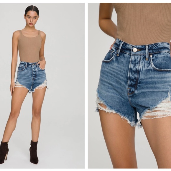 NWT GOOD AMERICAN Bombshell Denim Short Size 24 100%cotton - Picture 2 of 16